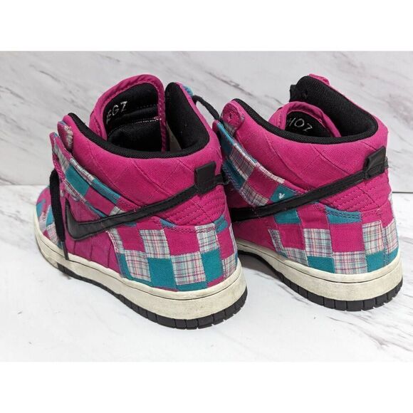 NikeiD Women's Custom Hot Pink Patchwork Fabric Hi Top Sneaker Shoes Size 6.5 - Picture 7 of 8